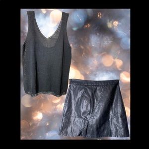 Faux Leather Mini/Knitted T-Tank